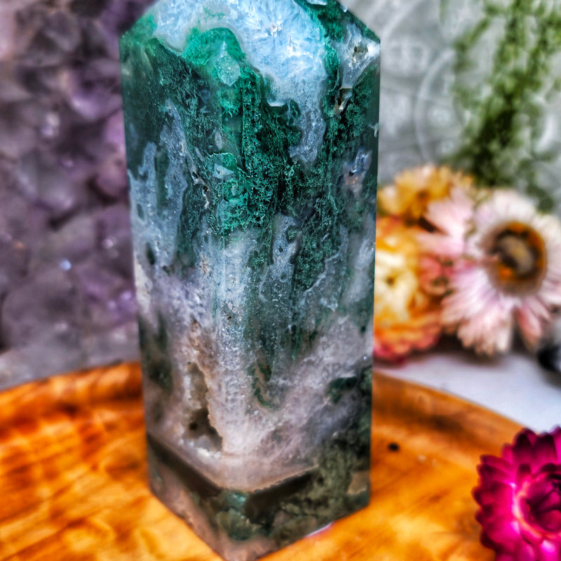 Moss agate tower