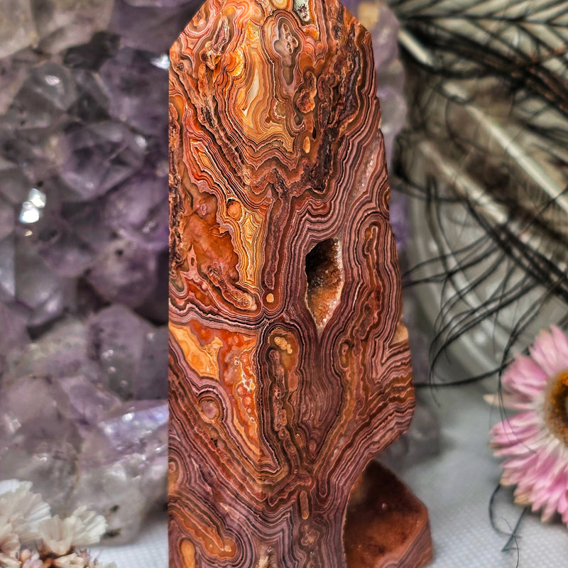 Mexican crazylace agate point