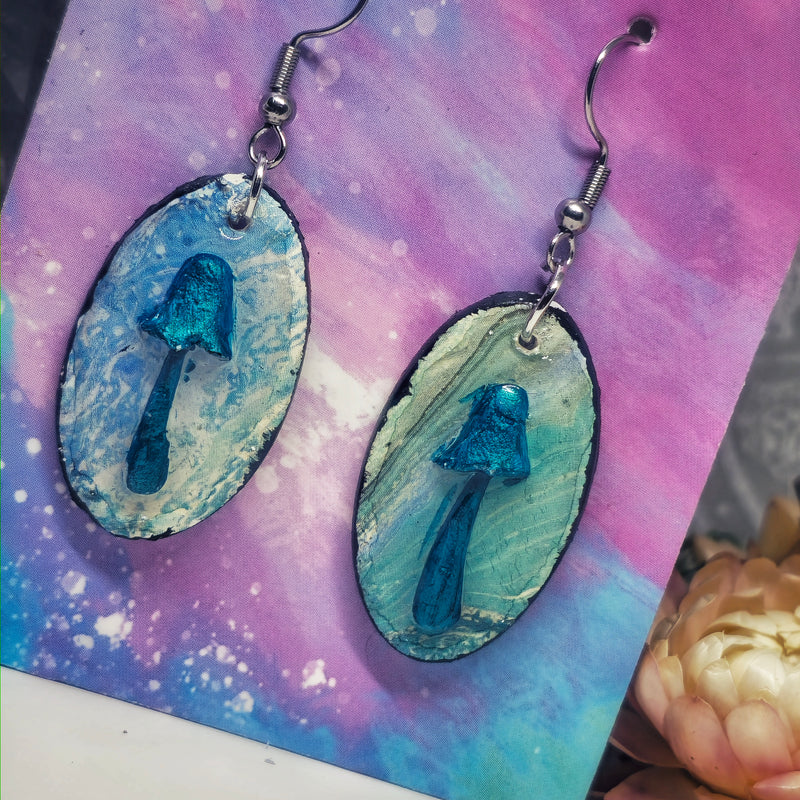 Blue meanie mushroom earings