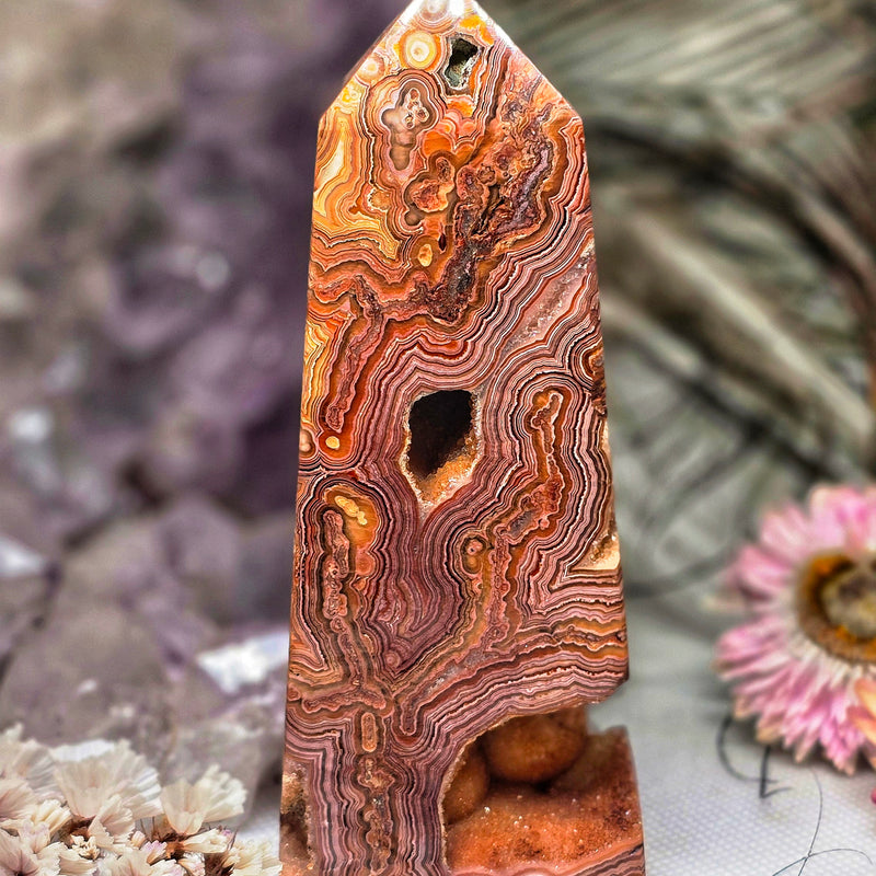 Mexican crazylace agate point