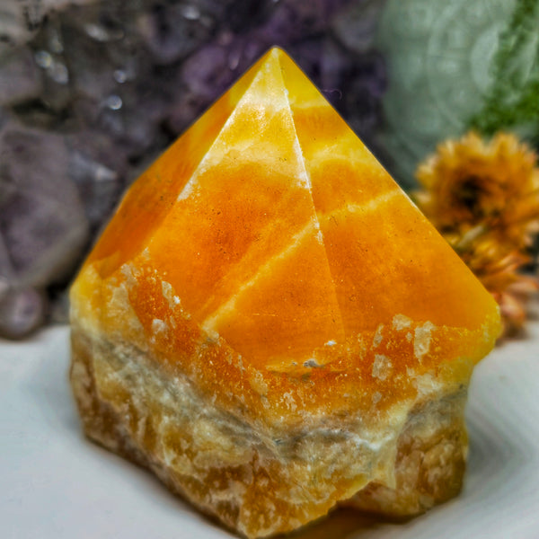 Orange banded calcite