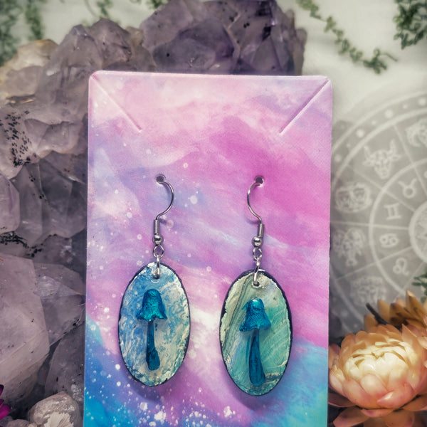 Blue meanie mushroom earings