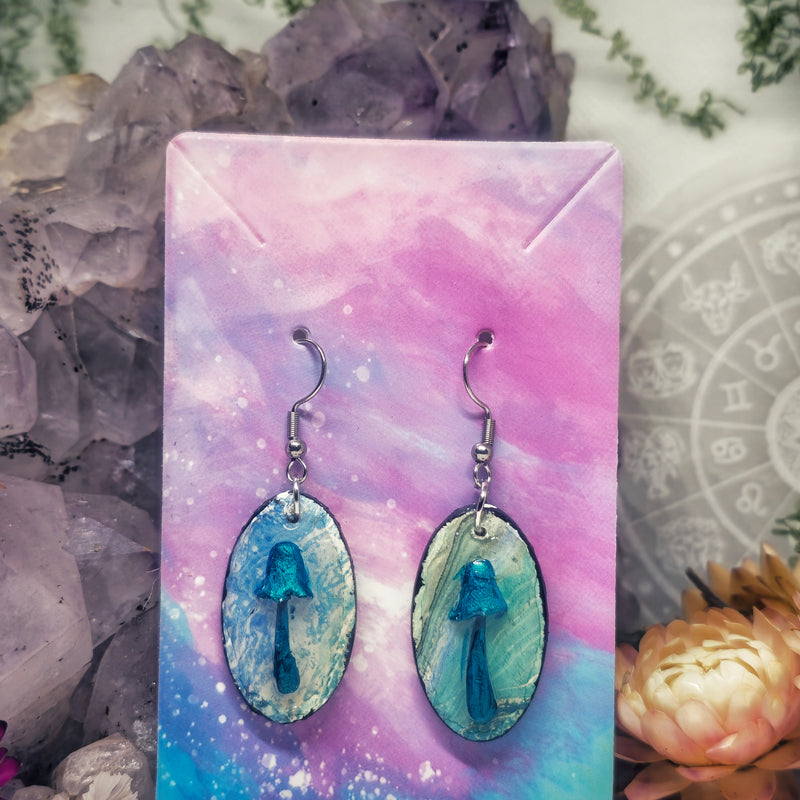Blue meanie mushroom earings
