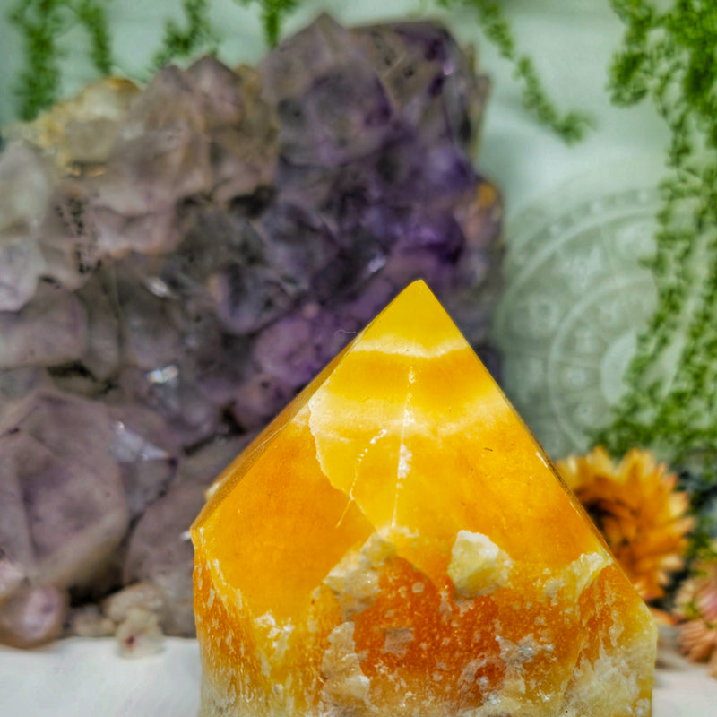 Orange banded calcite