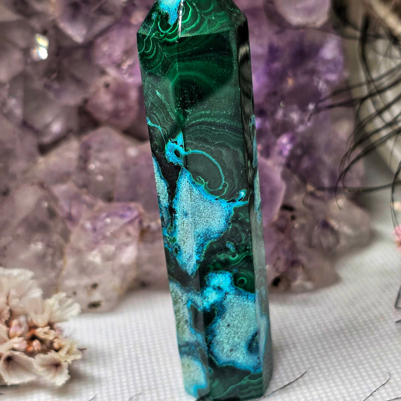 Chrysocolla & malachite point